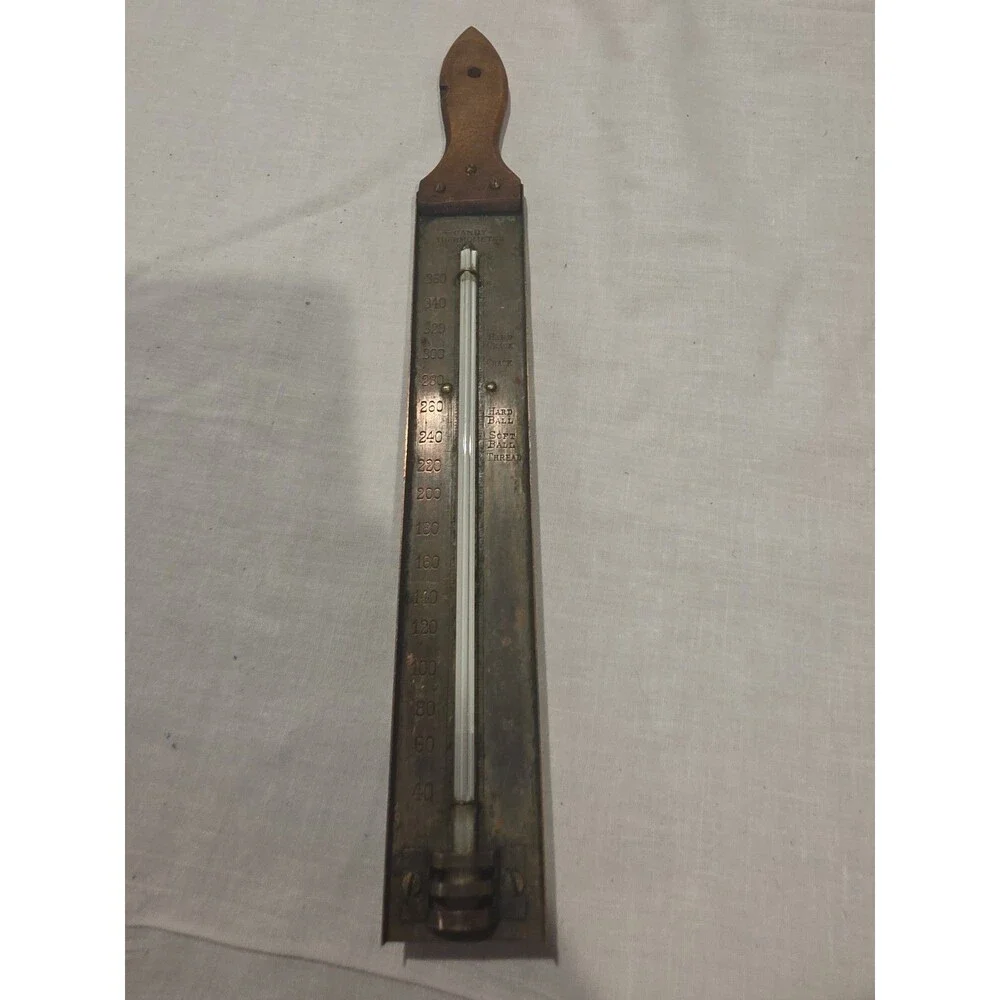 Vintage German Candy Thermometer – Wood Handle - Farmhouse decor